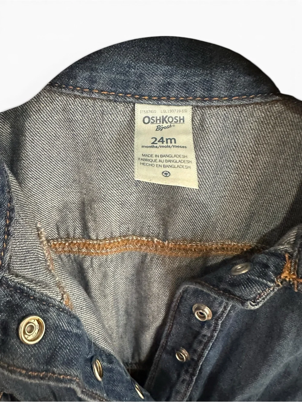 OshKosh B’gosh Girls 24M Denim Jumpsuit Coveralls Belted Snap Front Romper